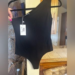 NWT - Miss Selfridge one sleeve 90s bodysuit in black